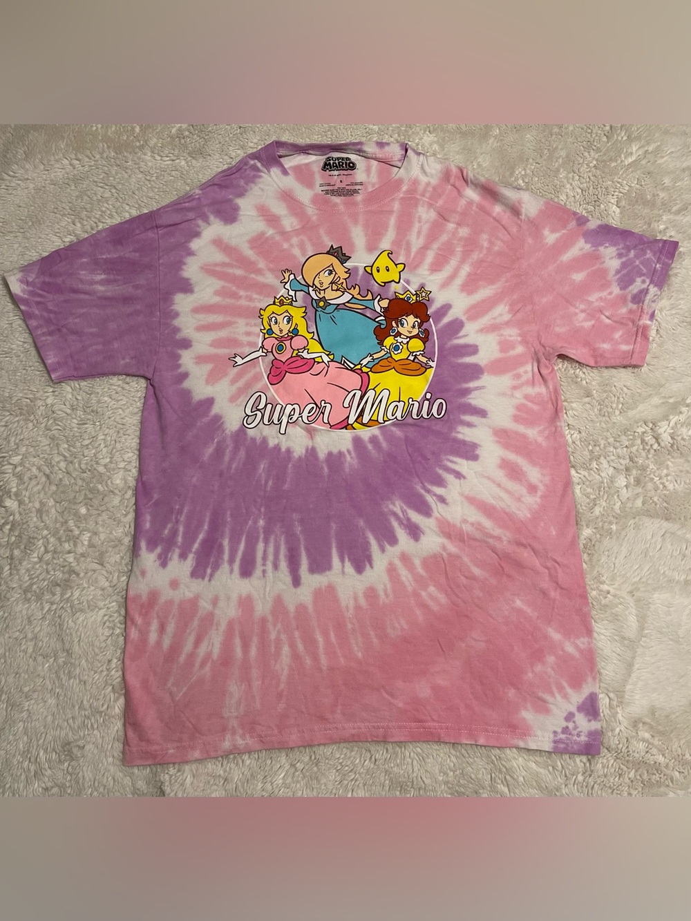 Nintendo Super Mario Princess Squad Boyfriend Fit Tee Small Pink